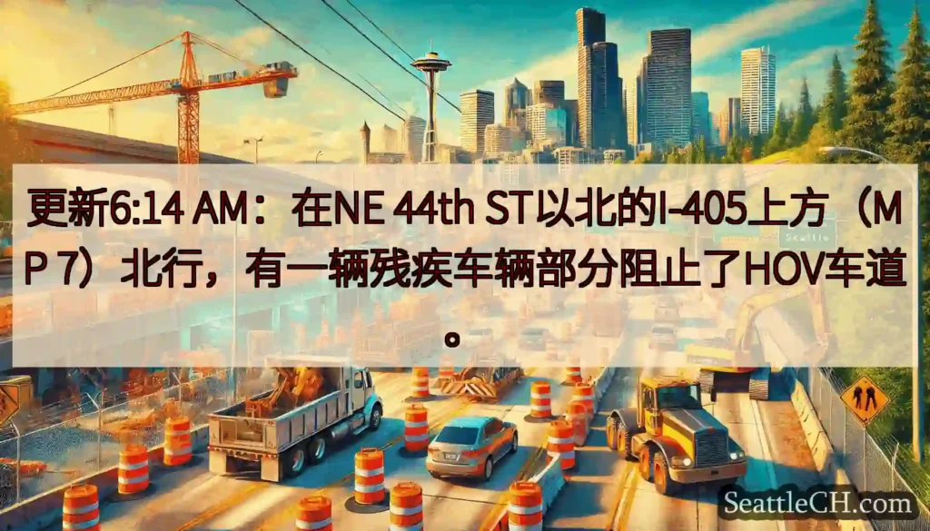 更新6:14 AM：在NE 44th ST以北的I-405上方（MP
