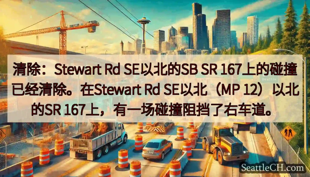 清除：Stewart Rd SE以北的SB SR 167上的碰撞已经清除。在Stewart Rd