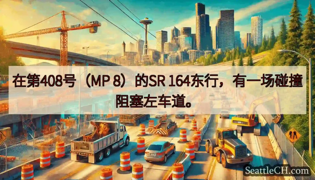 在第408号（MP 8）的SR 164东行，有一场碰撞阻塞左车道。