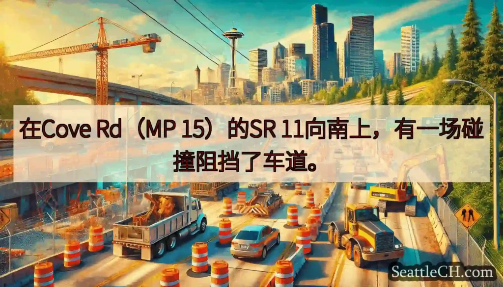 在Cove Rd（MP 15）的SR 11向南上，有一场碰撞阻挡了车道。
