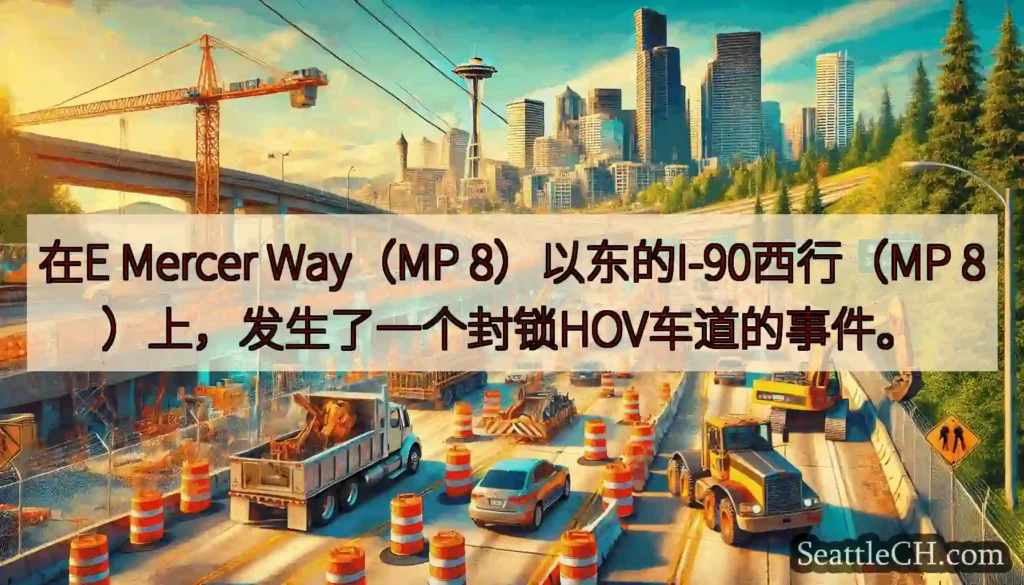 在E Mercer Way（MP 8）以东的I-90西行（MP