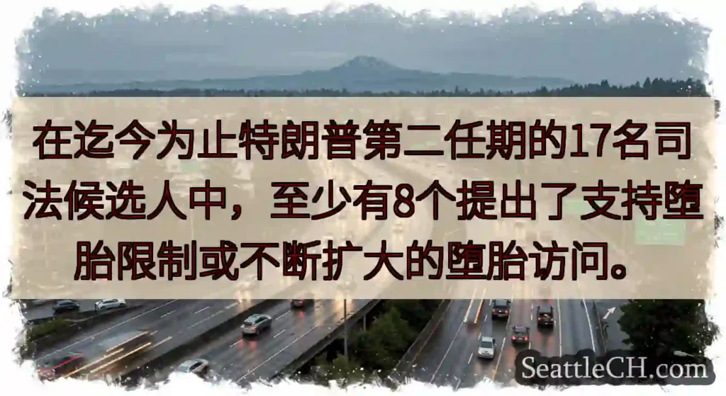 在迄今为止特朗普第二任期的17名司法候选人中，至少有8个提出了支持堕胎限制或不断扩大的堕胎访问。