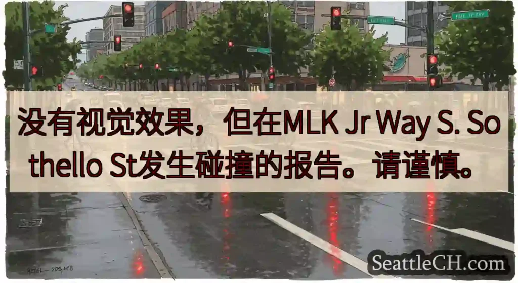 没有视觉效果，但在MLK Jr Way S. Sothello St发生碰撞的报告。请谨慎。