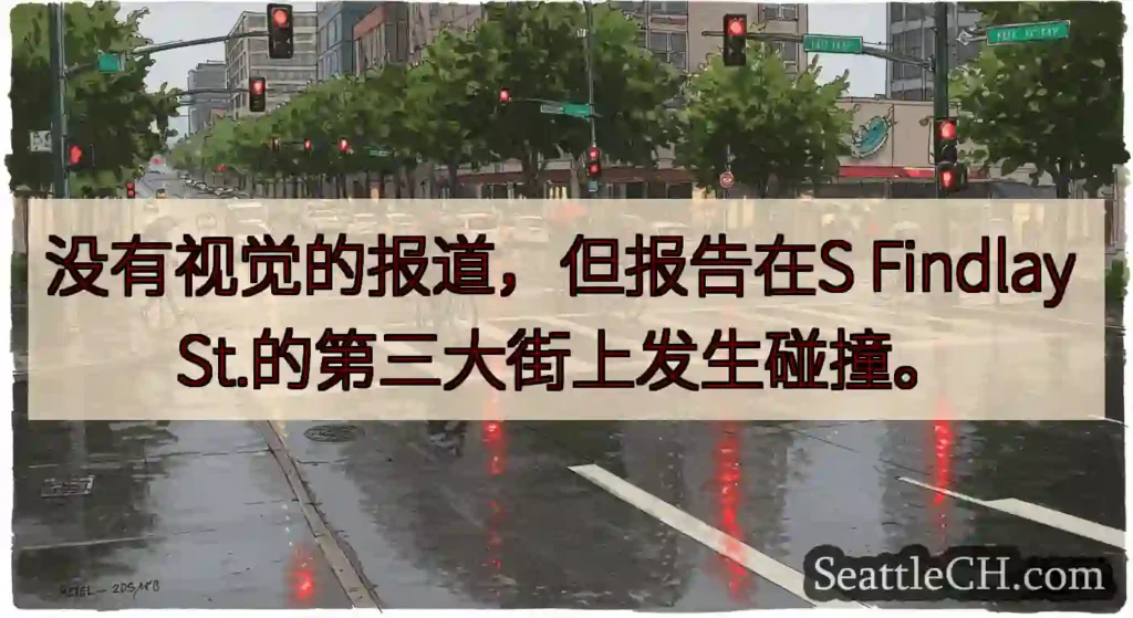 没有视觉的报道，但报告在S Findlay St.的第三大街上发生碰撞。