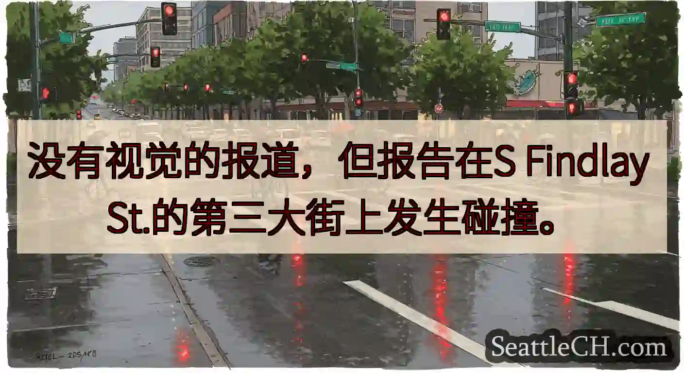 没有视觉的报道，但报告在S Findlay St.的第三大街上发生碰撞。