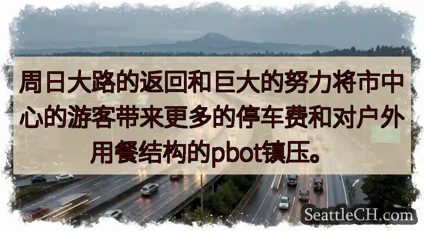 周日大路的返回和巨大的努力将市中心的游客带来更多的停车费和对户外用餐结构的pbot镇压。