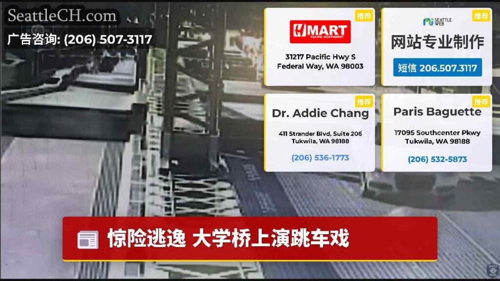 惊险逃逸 大学桥上演跳车戏