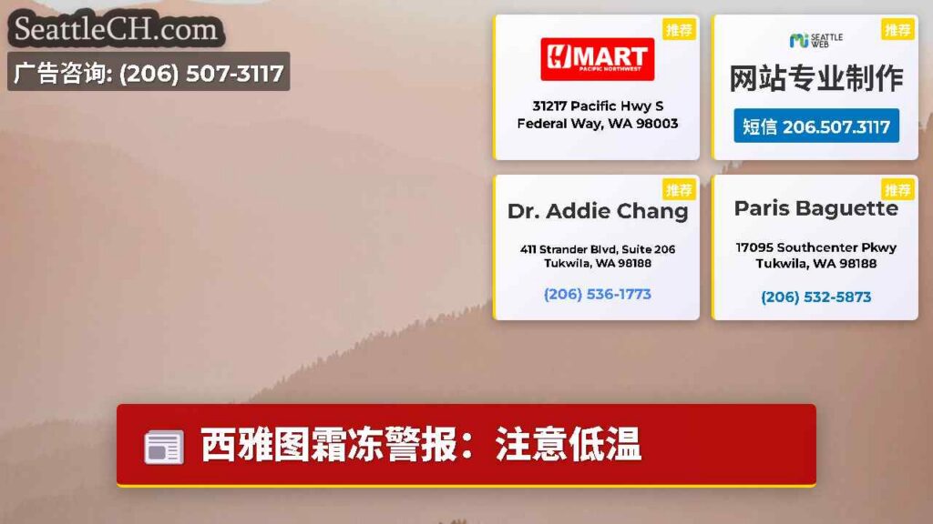 西雅图霜冻警报：注意低温