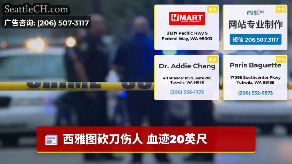 西雅图砍刀伤人 血迹20英尺