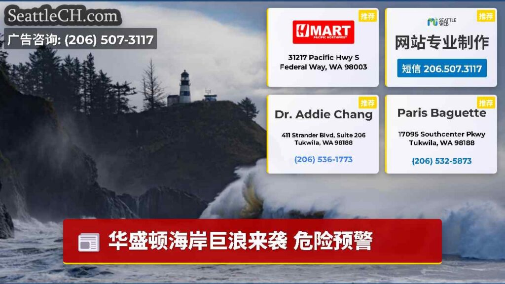 华盛顿海岸巨浪来袭 危险预警