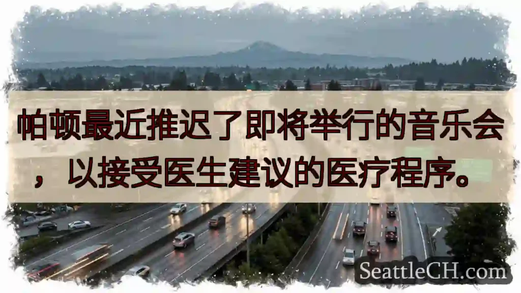 帕顿最近推迟了即将举行的音乐会，以接受医生建议的医疗程序。