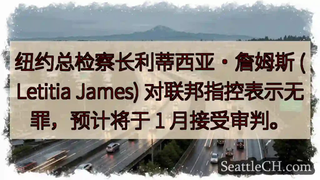 纽约总检察长利蒂西亚·詹姆斯 (Letitia James) 对联邦指控表示无罪，预计将于 1