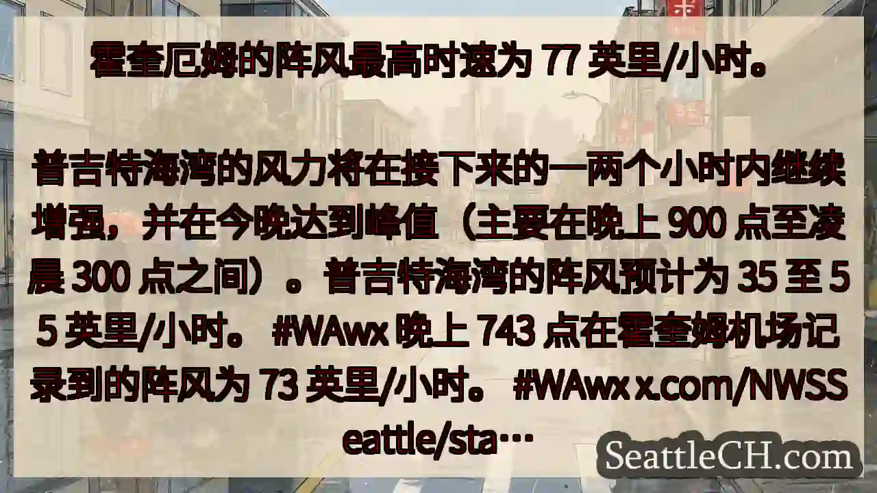 霍奎厄姆的阵风最高时速为 77 英里/小时。