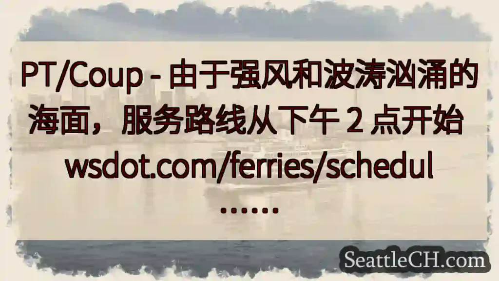 PT/Coup - 由于强风和波涛汹涌的海面，服务路线从下午 2 点开始
