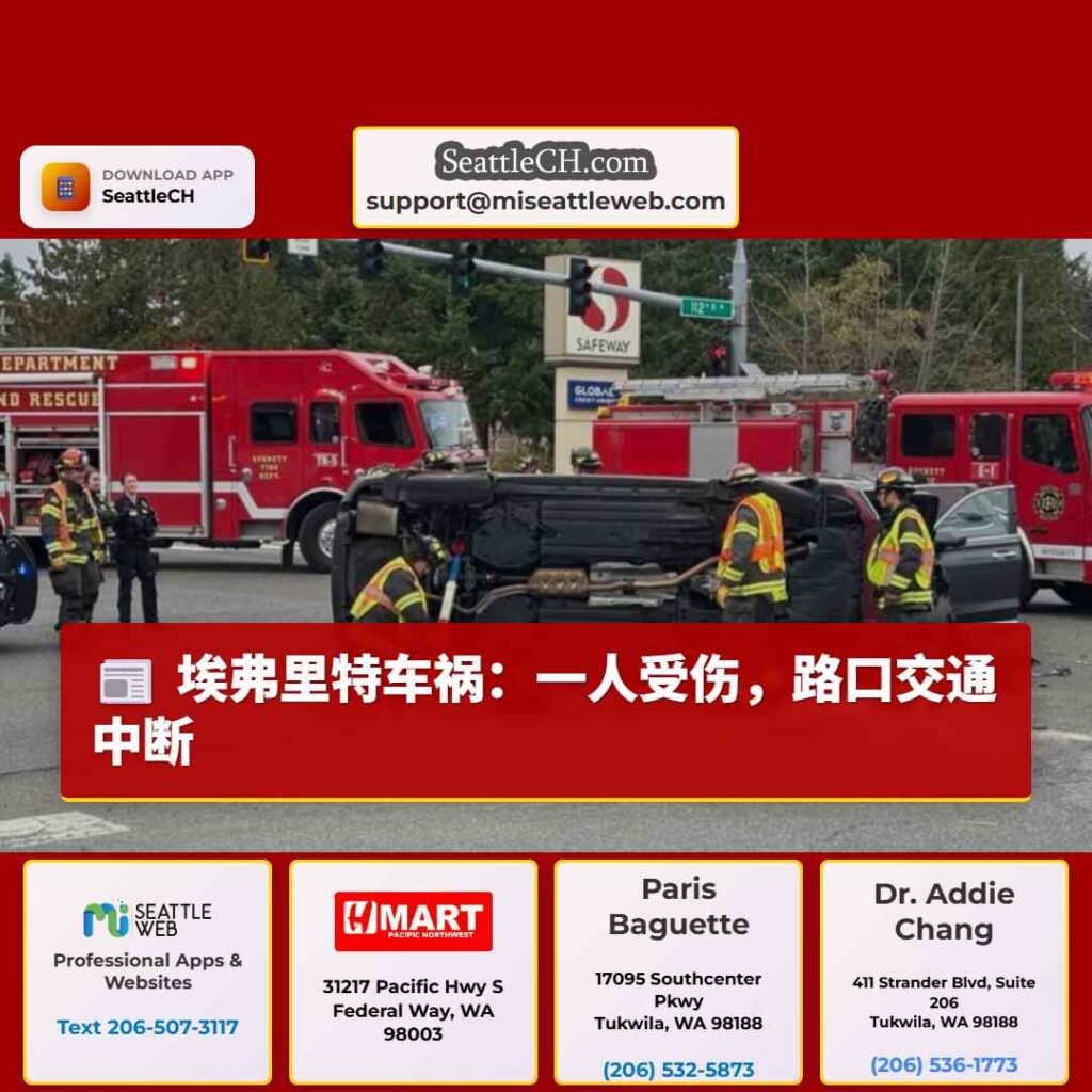 埃弗里特车祸：一人受伤，路口交通中断