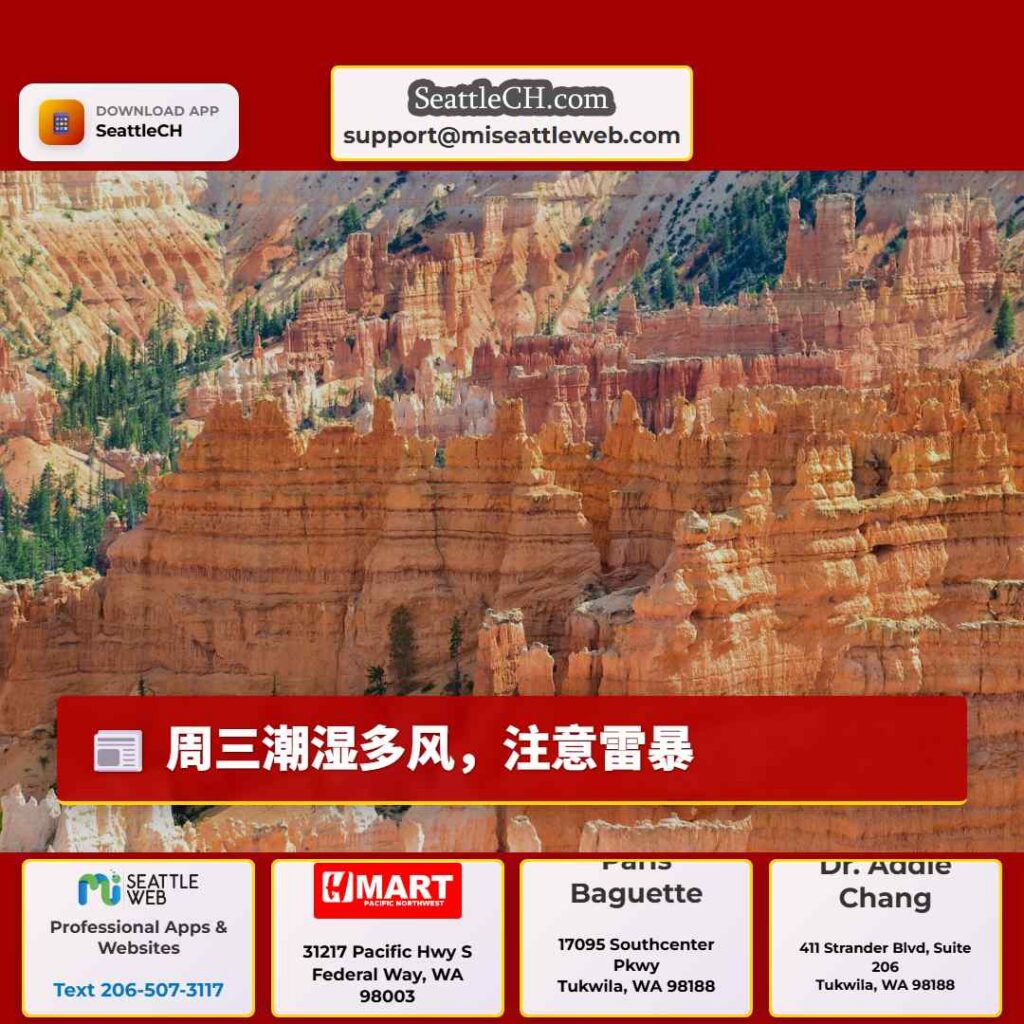 周三潮湿多风,注意雷暴