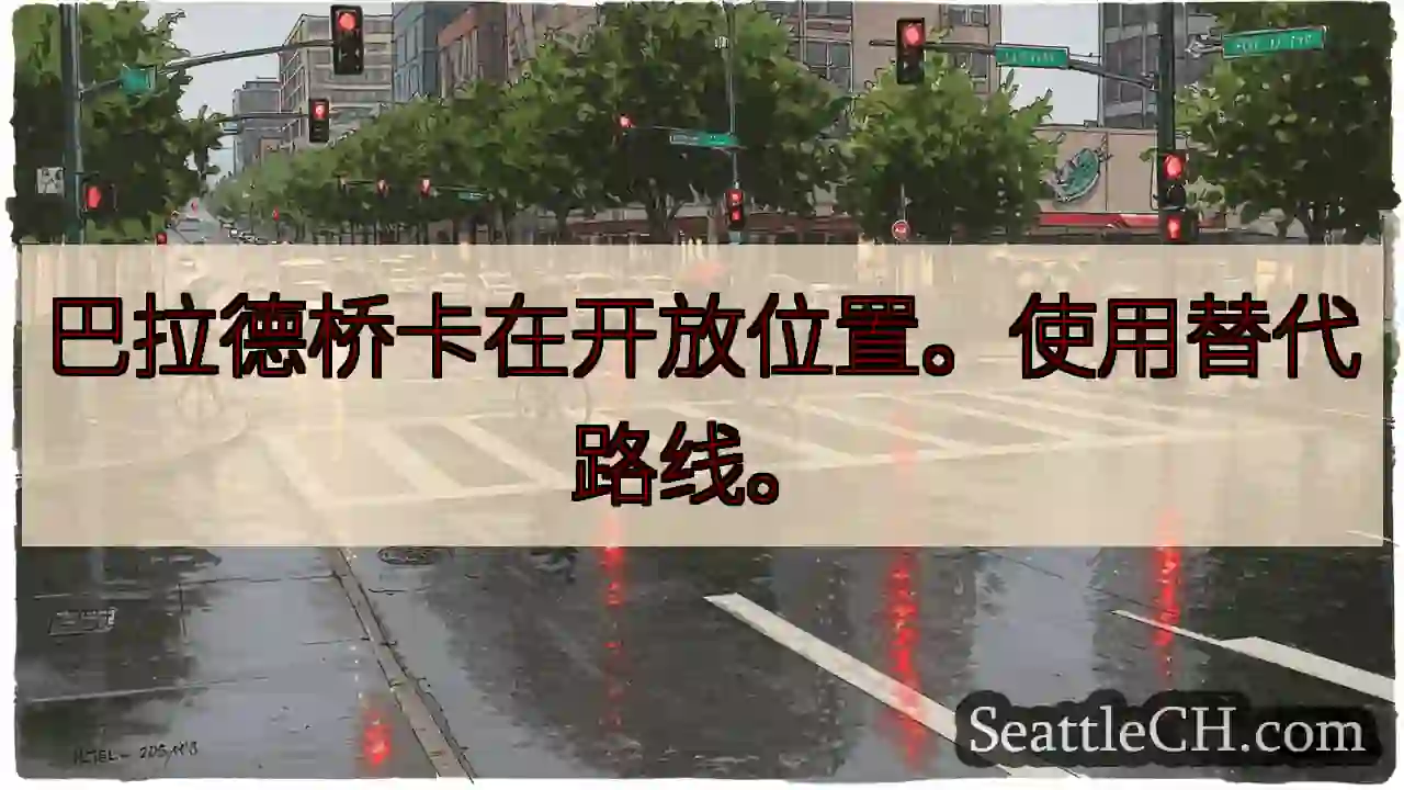 巴拉德桥卡在开放位置。使用替代路线。