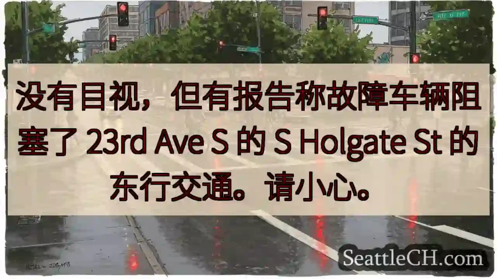没有目视，但有报告称故障车辆阻塞了 23rd Ave S 的 S Holgate St