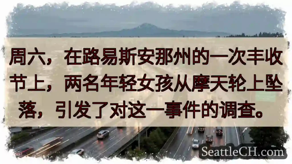 周六，在路易斯安那州的一次丰收节上，两名年轻女孩从摩天轮上坠落，引发了对这一事件的调查。