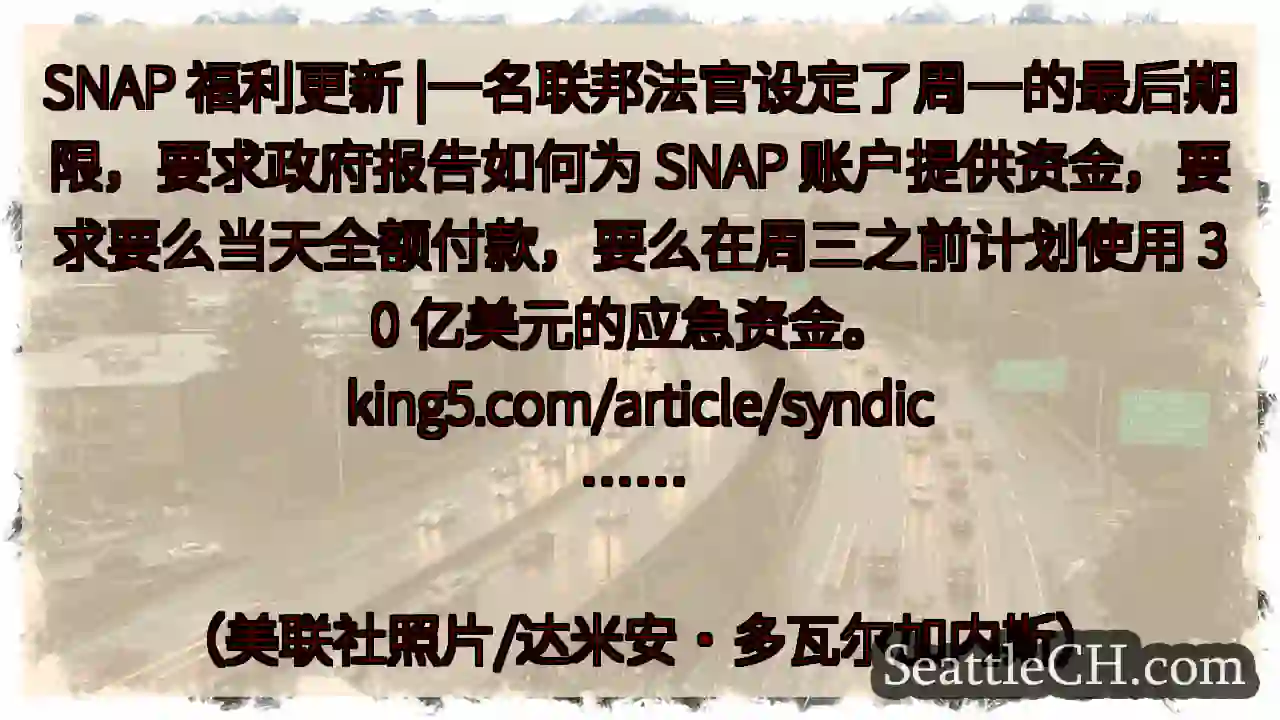 SNAP 福利更新 |一名联邦法官设定了周一的最后期限，要求政府报告如何为 SNAP