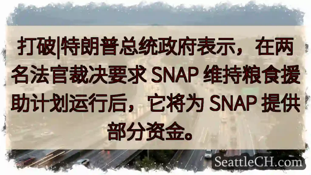 打破|特朗普总统政府表示，在两名法官裁决要求 SNAP 维持粮食援助计划运行后，它将为 SNAP