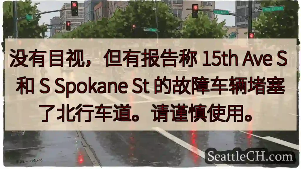 没有目视,但有报告称 15th Ave S 和 S Spokane St