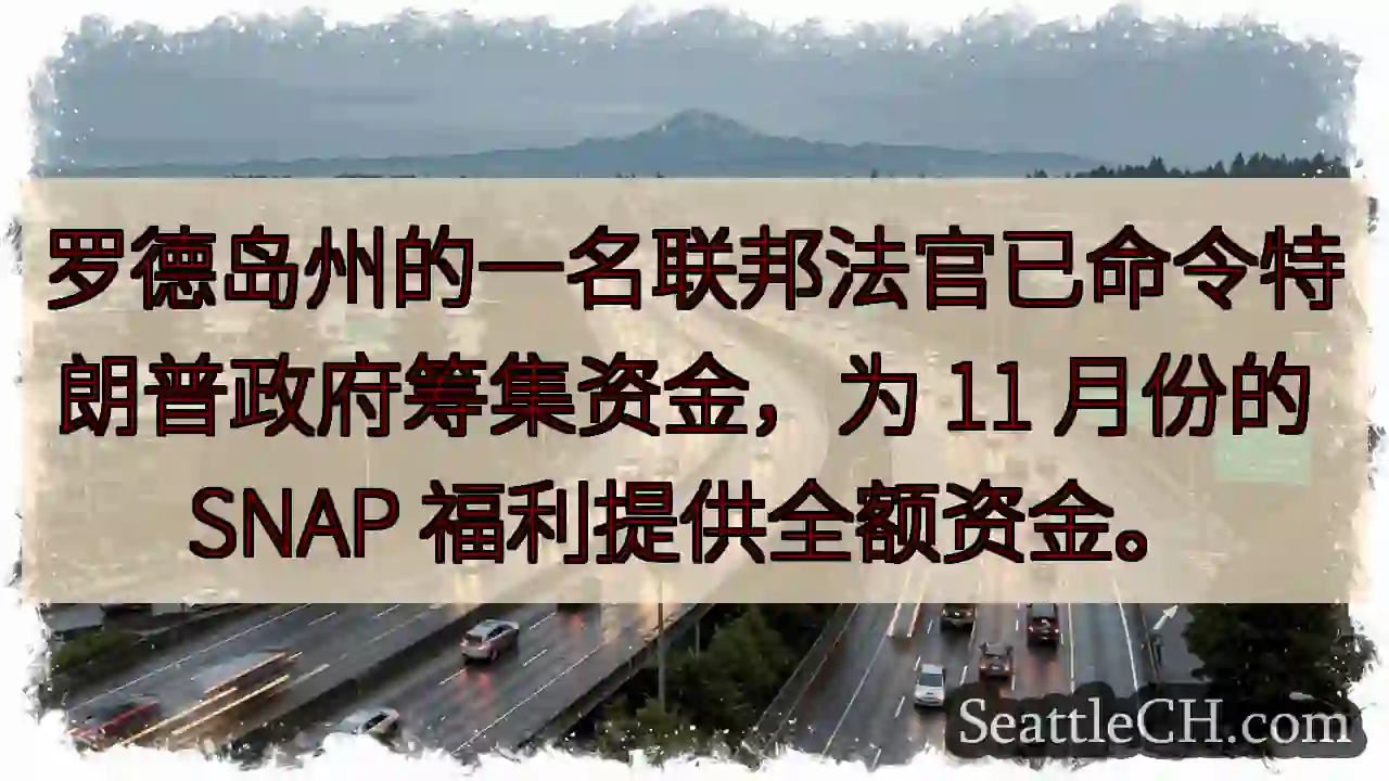 罗德岛州的一名联邦法官已命令特朗普政府筹集资金，为 11 月份的 SNAP 福利提供全额资金。