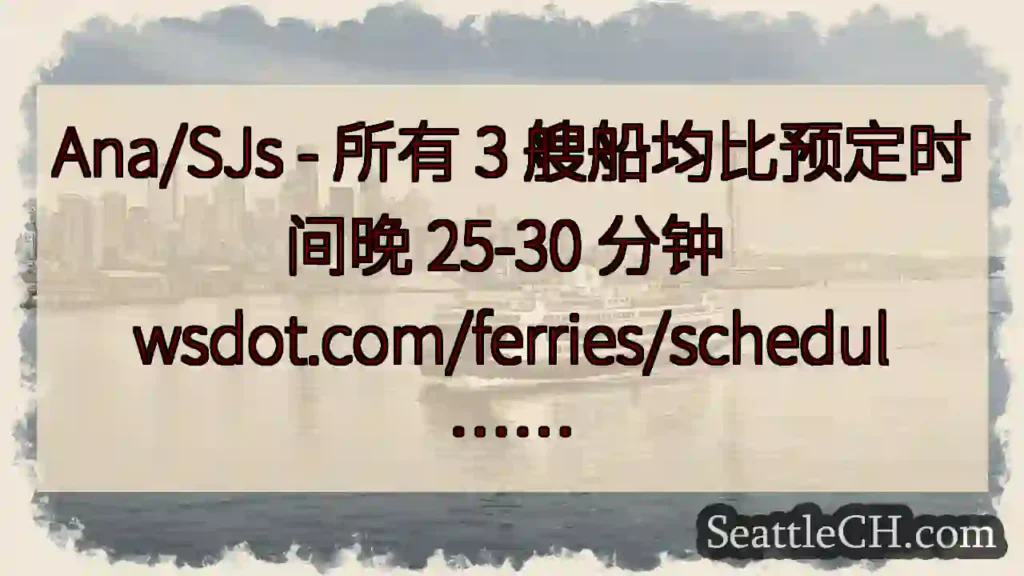 Ana/SJs - 所有 3 艘船均比预定时间晚 25-30 分钟