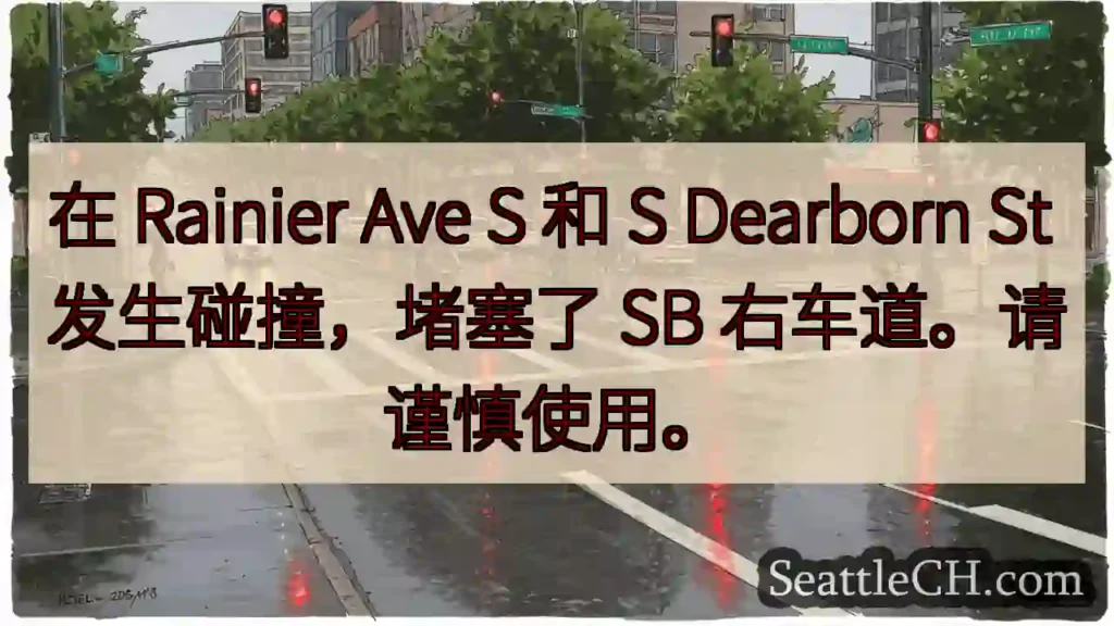 在 Rainier Ave S 和 S Dearborn St 发生碰撞,堵塞了 SB