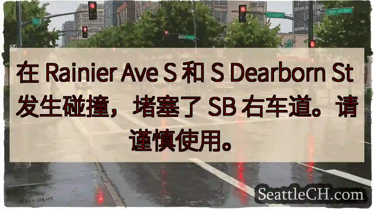 在 Rainier Ave S 和 S Dearborn St 发生碰撞，堵塞了 SB