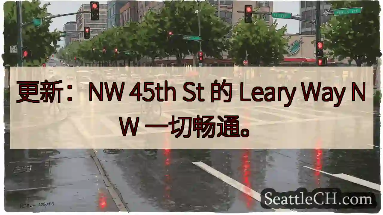 更新：NW 45th St 的 Leary Way NW 一切畅通。