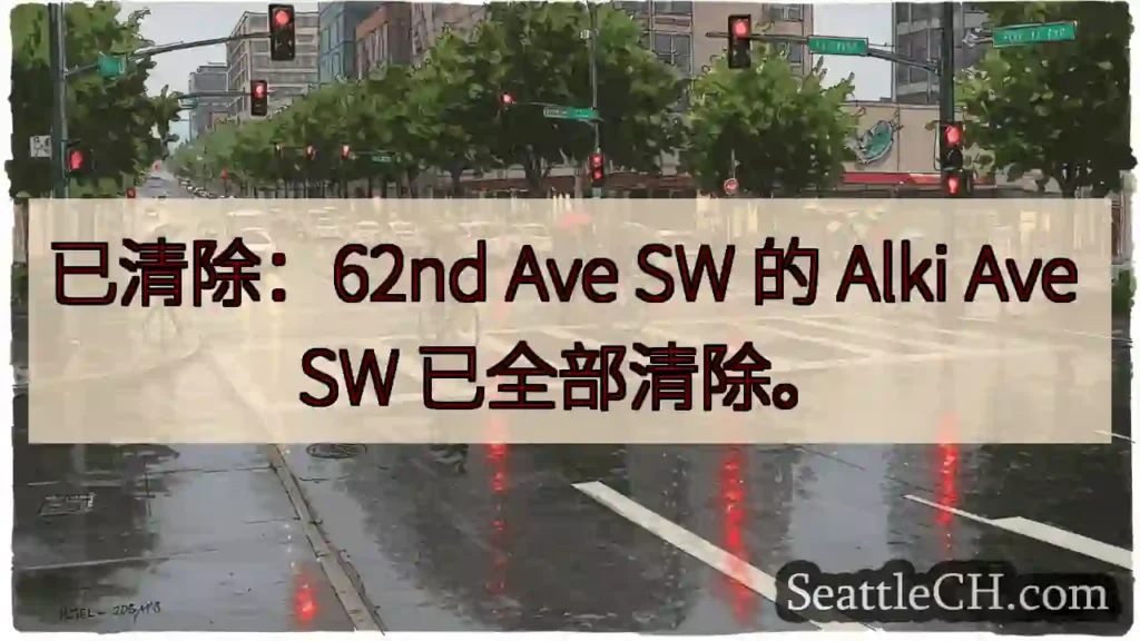 已清除：62nd Ave SW 的 Alki Ave SW 已全部清除。