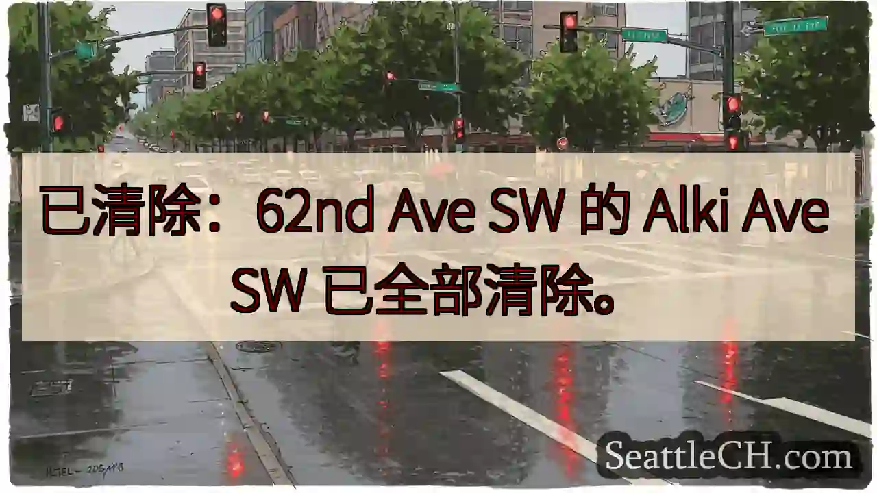 已清除：62nd Ave SW 的 Alki Ave SW 已全部清除。