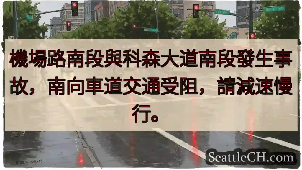科森南路事故！南向車道受阻，請減速。