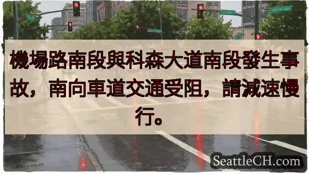 科森南路事故！南向車道受阻，請減速。