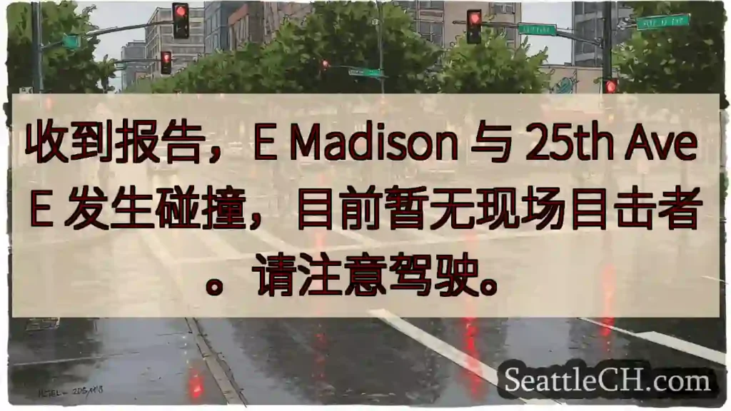 E Madison & 25th Ave E 事故！请小心驾驶。