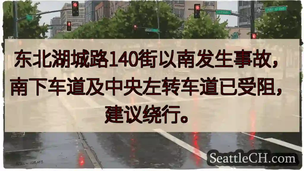 湖城路事故！南下车道受阻