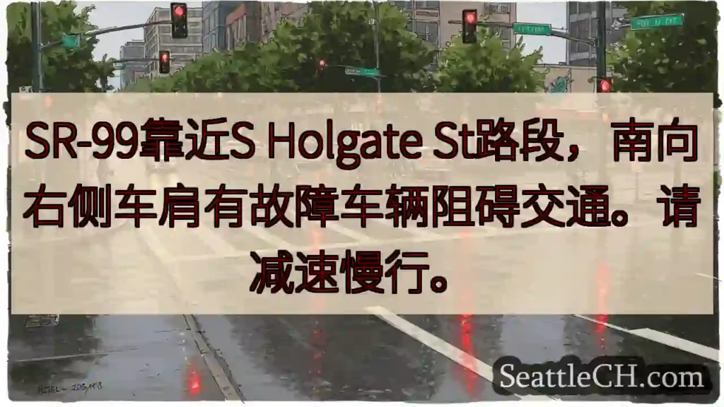 SR-99事故！右侧车肩有障碍物