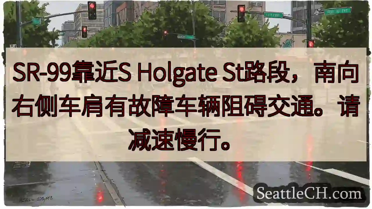 SR-99事故！右侧车肩有障碍物
