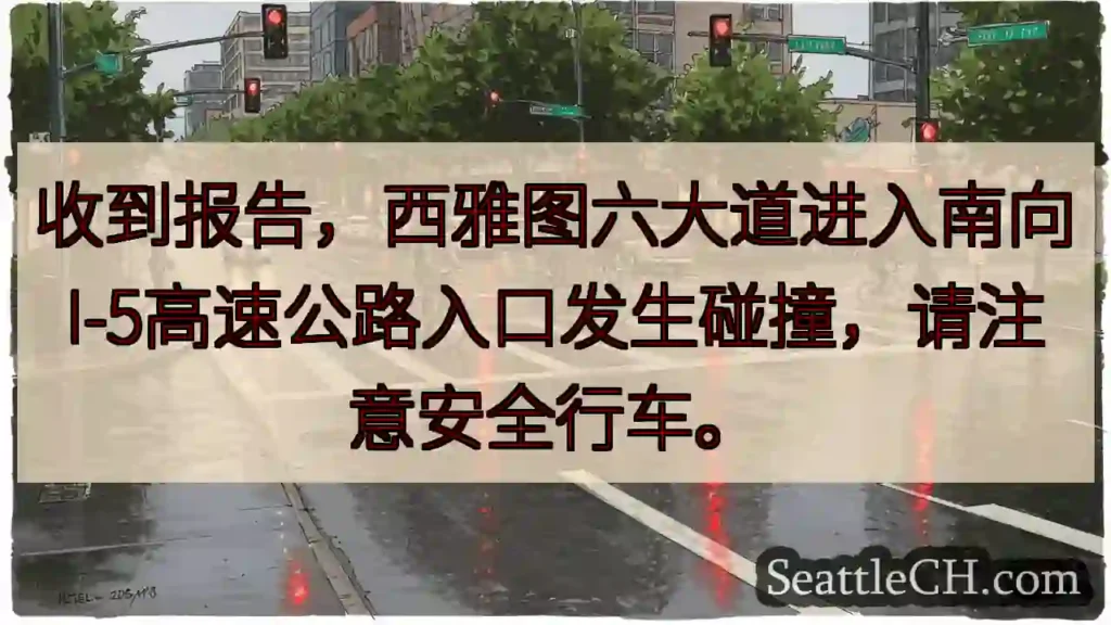 西雅图六大道I-5入口,注意碰撞!