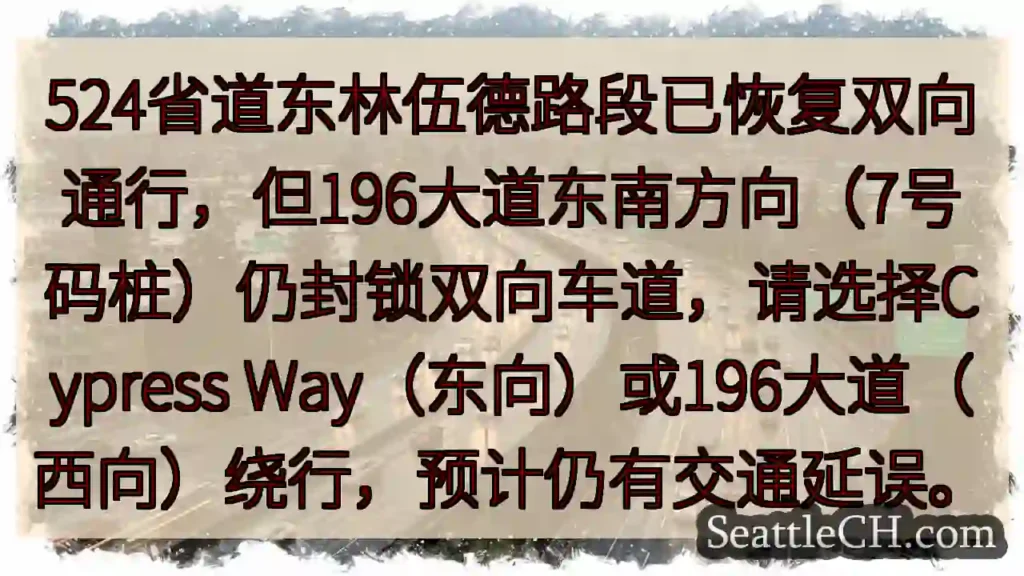 524东林伍德恢复通行,196大道东南段封锁!