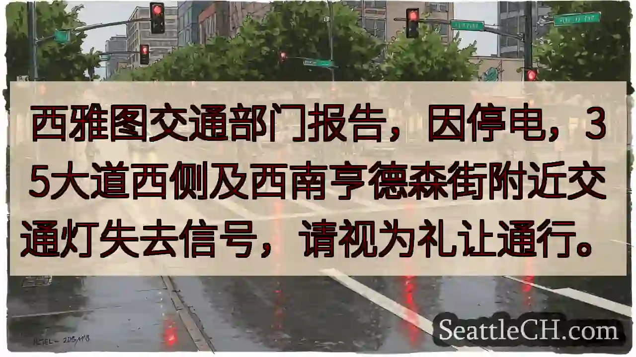 35西、亨德森路：交通灯故障，礼让通行！