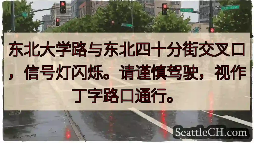 小心！丁字路口，请减速慢行。