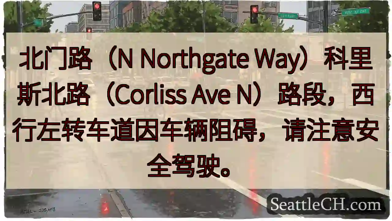 北门路左转注意！车辆阻碍，安全驾驶。