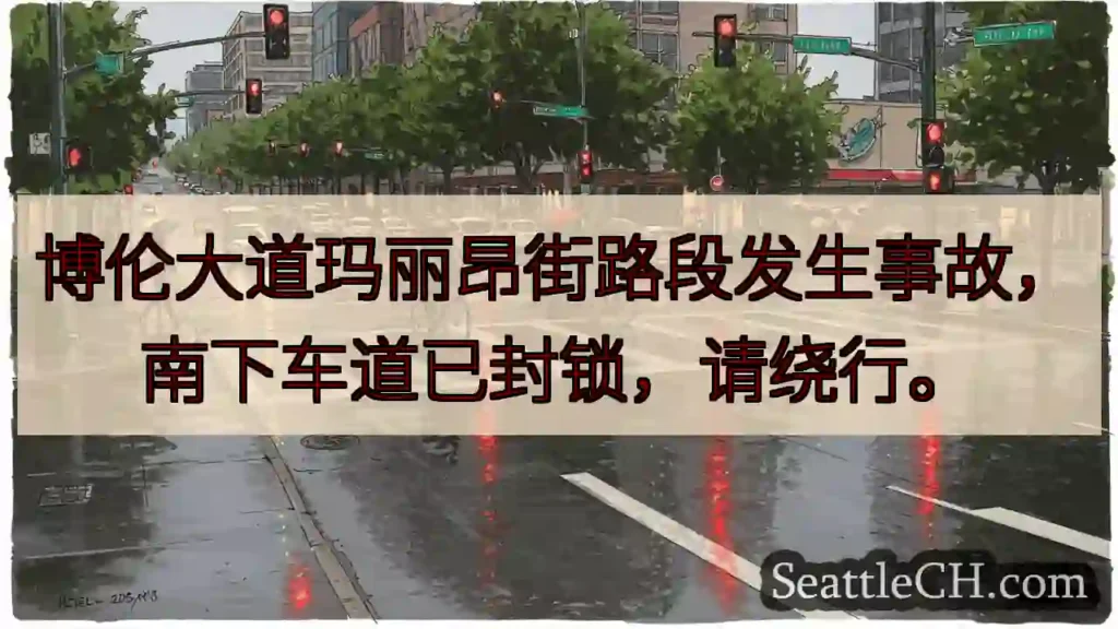 博伦大道事故!南下车道封锁绕行