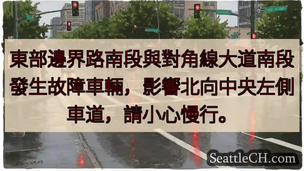 東路南段故障車輛!小心左側車道