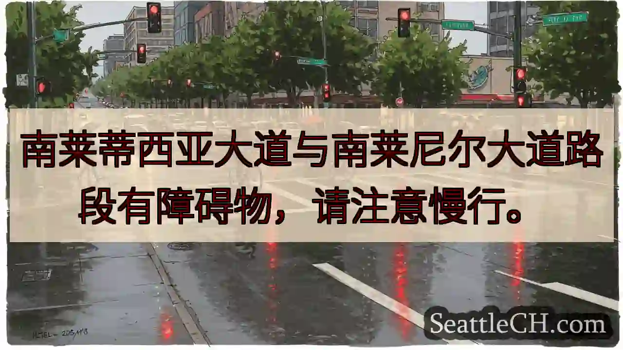 注意！莱蒂西亚路段障碍物，请慢行。
