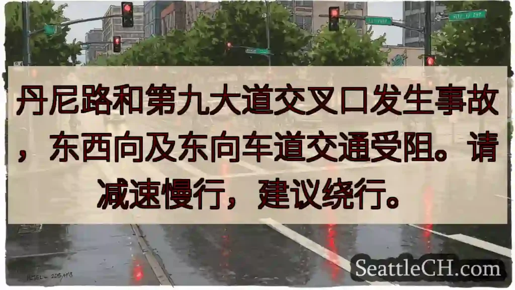 丹尼路/九大道事故!注意绕行。