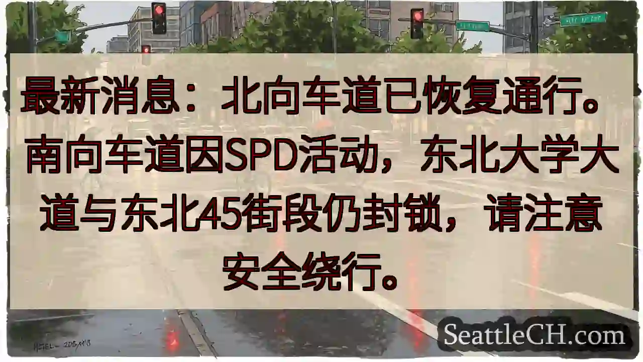 北向恢复！南向东北大道仍封锁，请绕行。