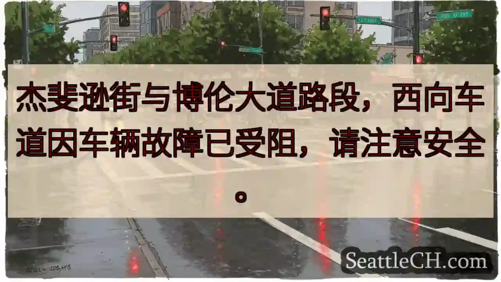 杰宝路西向：车辆故障，注意安全！